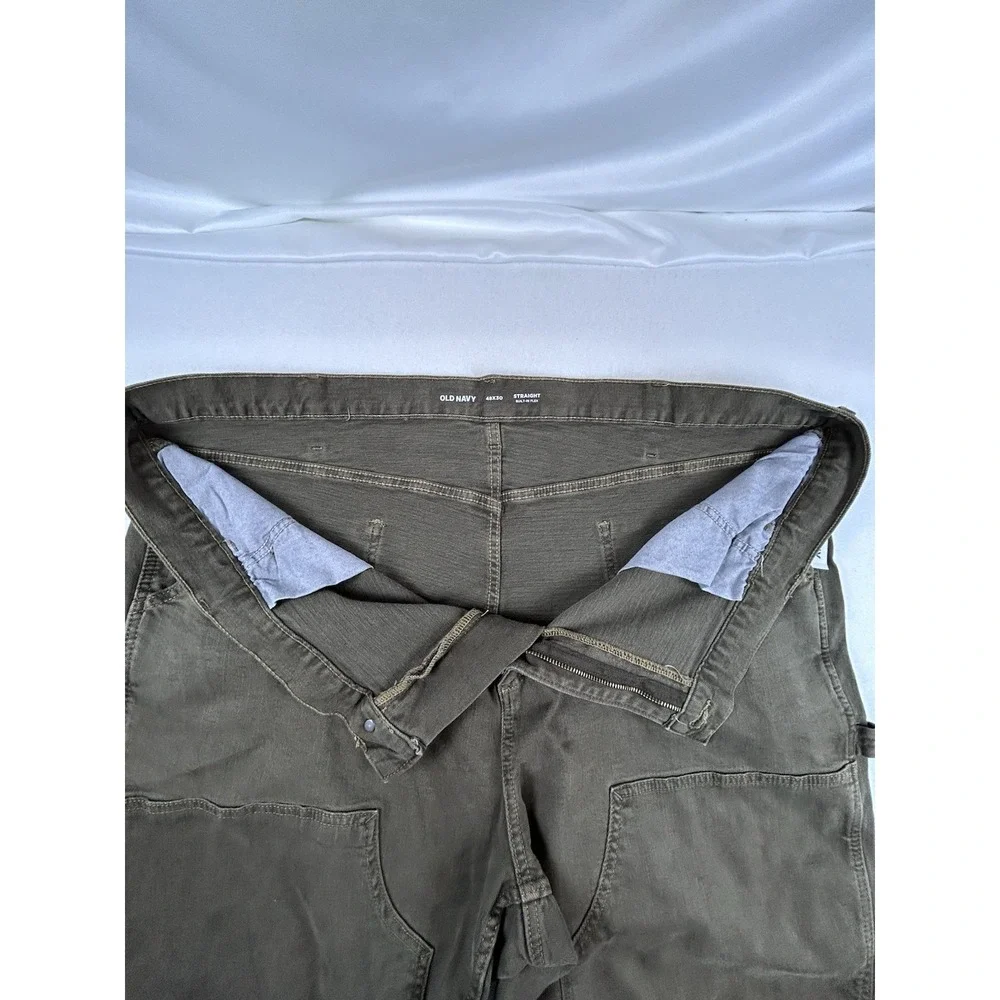 OLD Navy Straight Built In Flex Carpenter Pants Mens 48x30 NWT Brown Double Knee